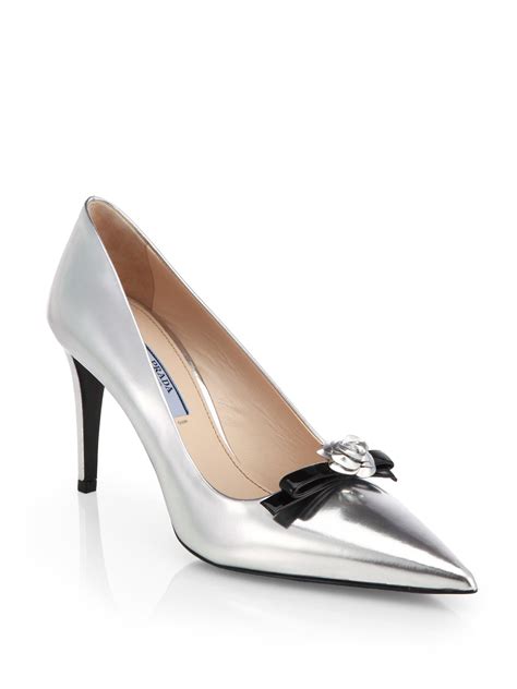 prada floral pump|prada metallic pumps.